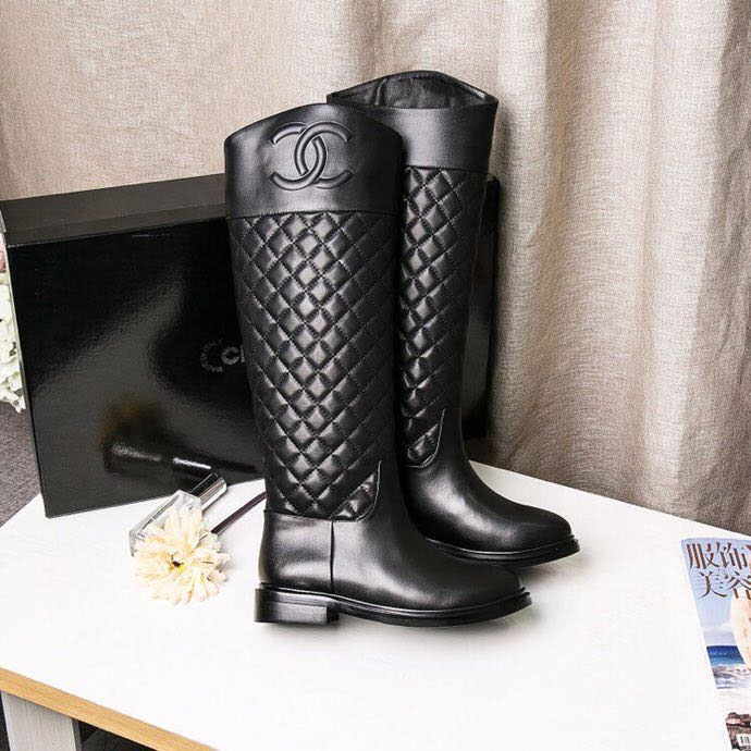 2018 chanle women boots in Calfskin Heel Height 3cm