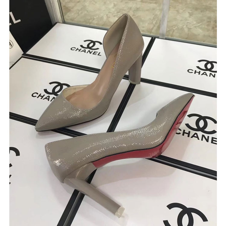 2018 chanle women high-heeled shoes in leather