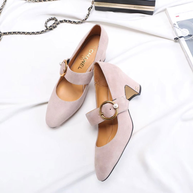 2018 chanle women shoes in Nubuck leather Heel 6cm