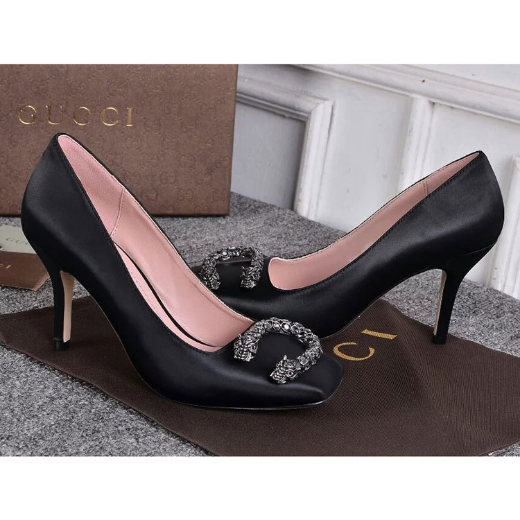 2018 gucci women high-heeled shoes 8.5cm in silk