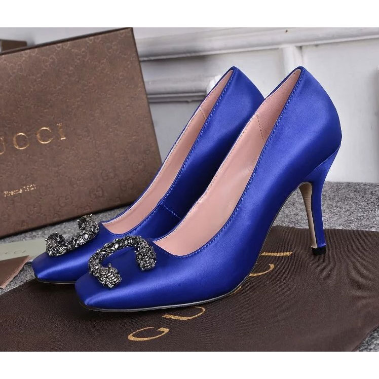 2018 gucci women high-heeled shoes 8.5cm in silk