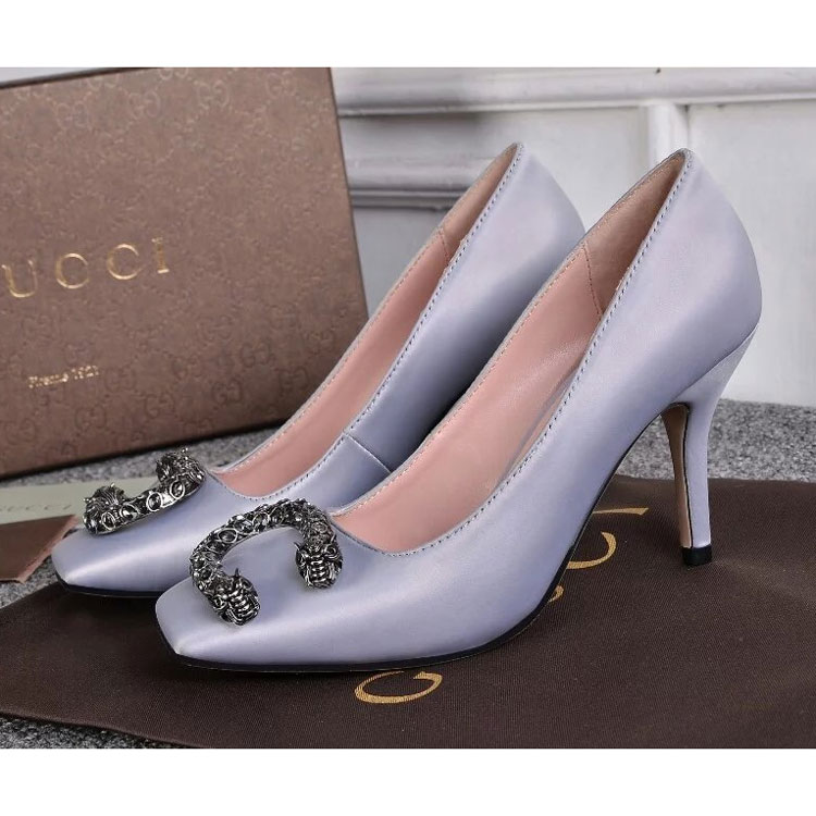 2018 gucci women high-heeled shoes 8.5cm in silk