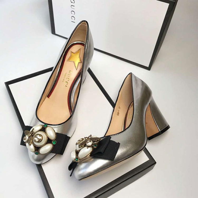 2018 gucci women shoes in Calfskin leather Heel 7.5cm