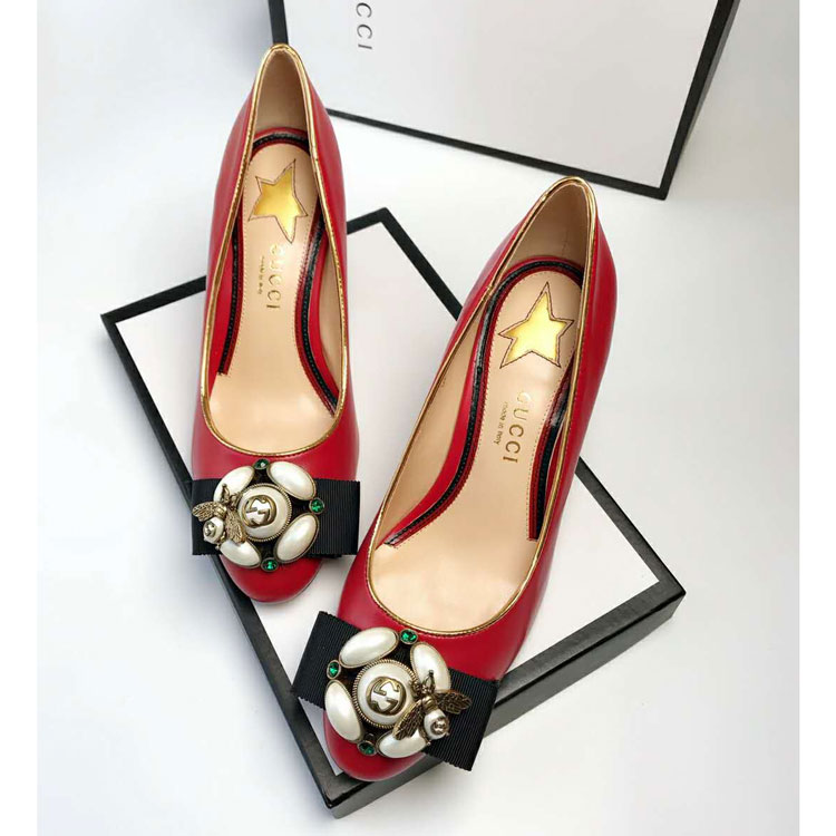 2018 gucci women shoes in Calfskin leather Heel 7.5cm