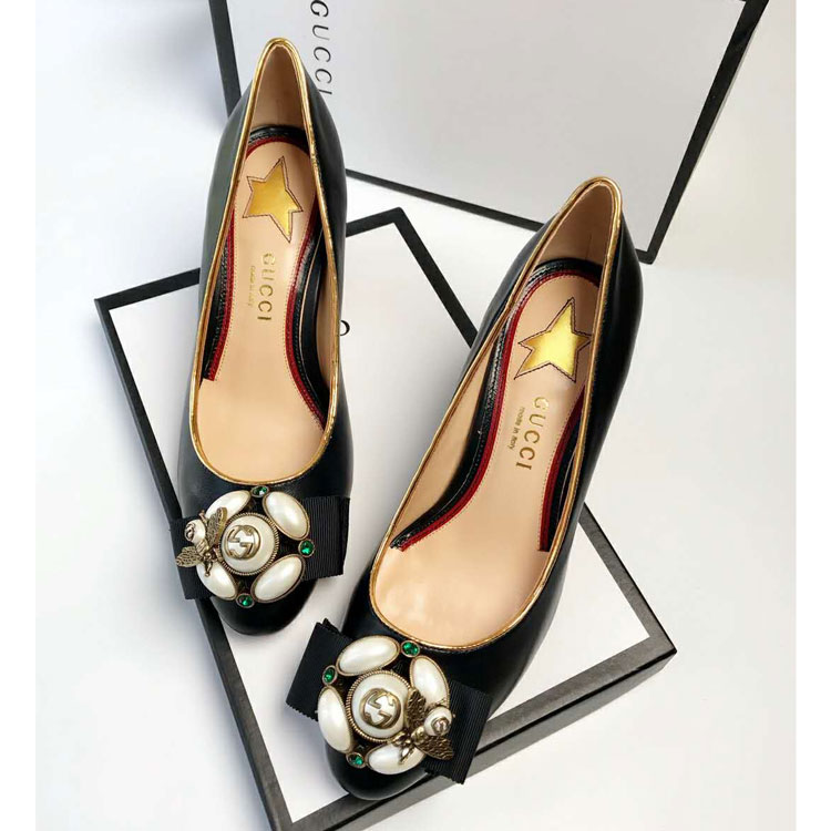 2018 gucci women shoes in Calfskin leather Heel 7.5cm