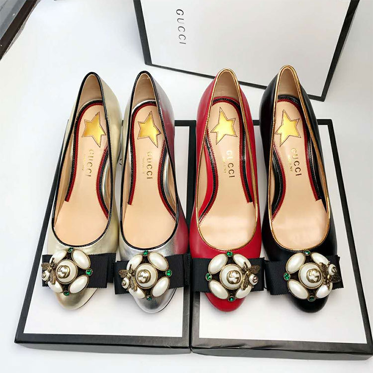 2018 gucci women shoes in Calfskin leather Heel 7.5cm