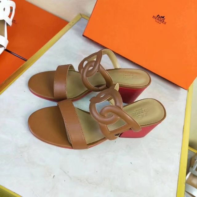 2018 hermes women Sandal in Calfskin leather