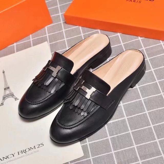 2018 hermes women Slippers in Calfskin leather