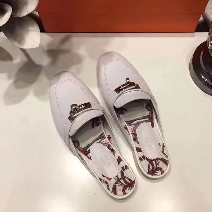 2018 hermes women Slippers in Calfskin leather