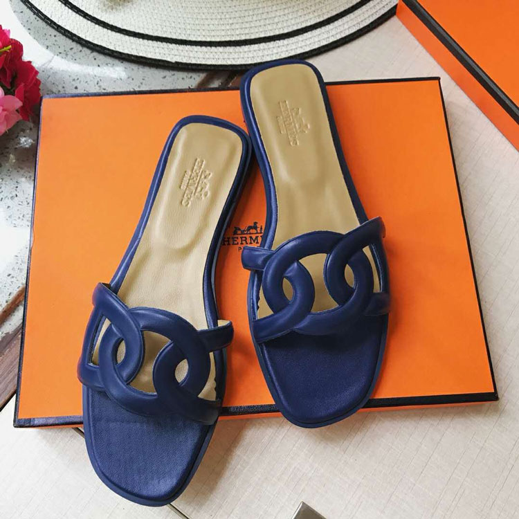 2018 hermes women Slippers in Calfskin leather