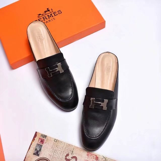 2018 hermes women Slippers in Calfskin leather