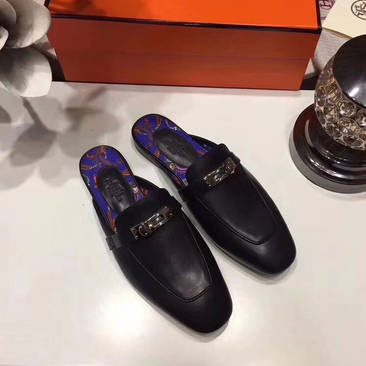 2018 hermes women Slippers in Calfskin leather