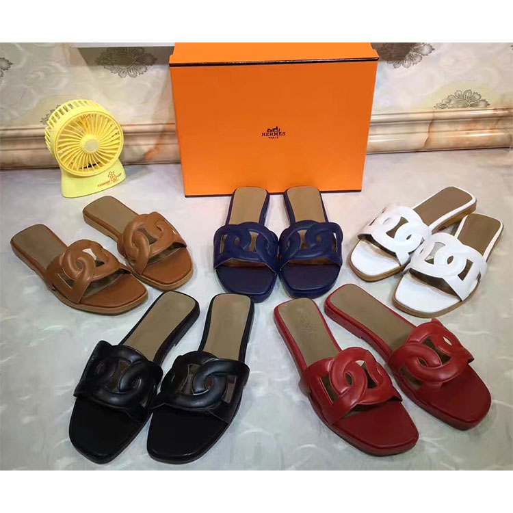 2018 hermes women Slippers in Calfskin leather