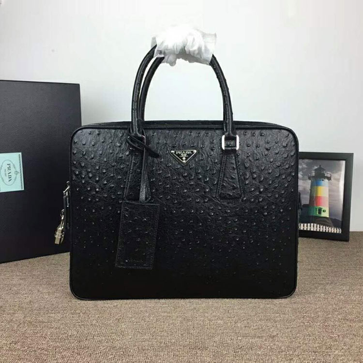 2018 prada Men leather briefcase