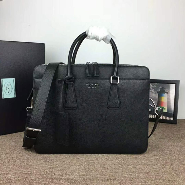 2018 prada Men leather briefcase