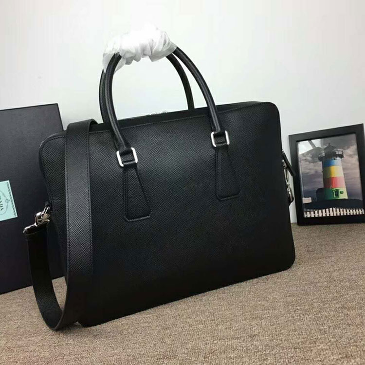 2018 prada Men leather briefcase