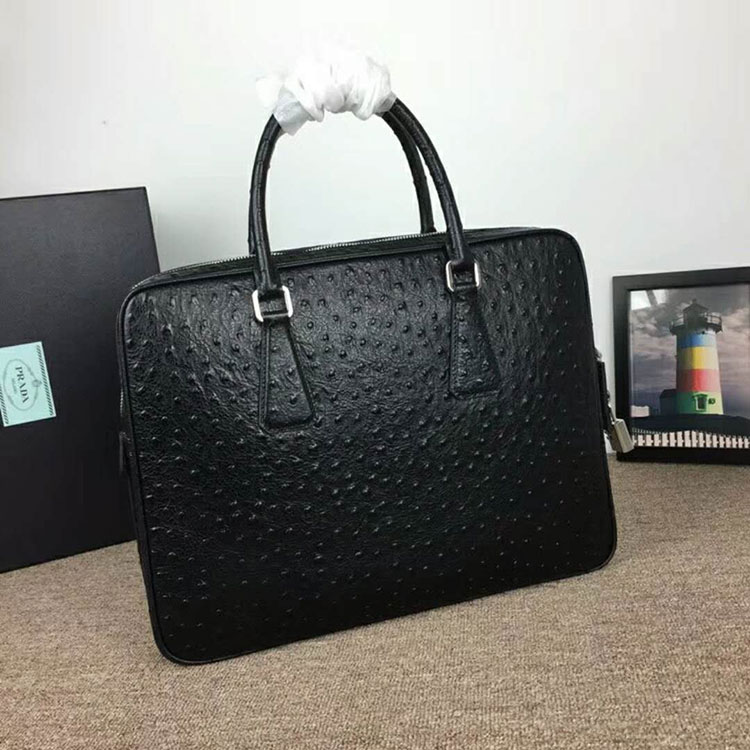 2018 prada Men leather briefcase