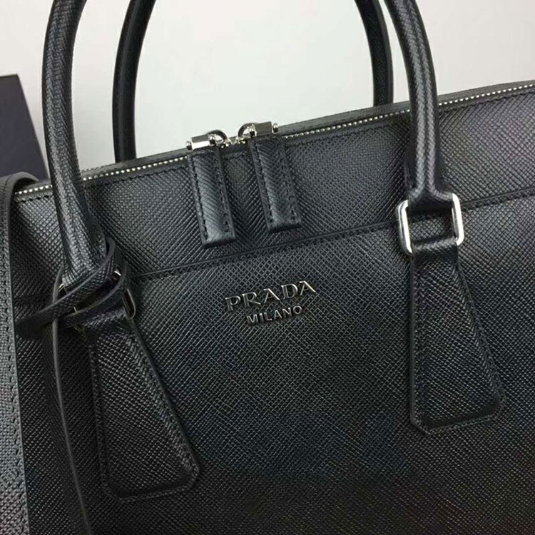 2018 prada Men leather briefcase