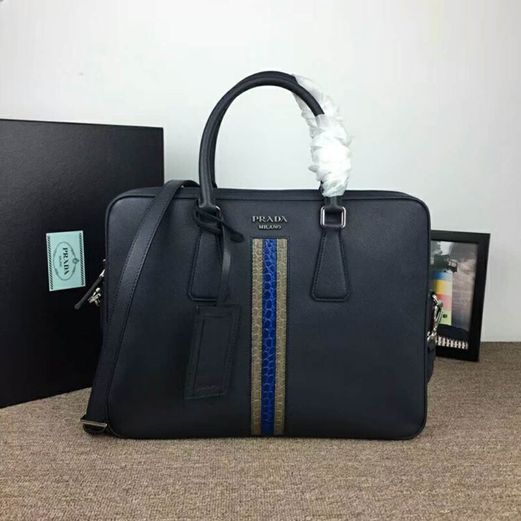 2018 prada Men saffiano leather work bag