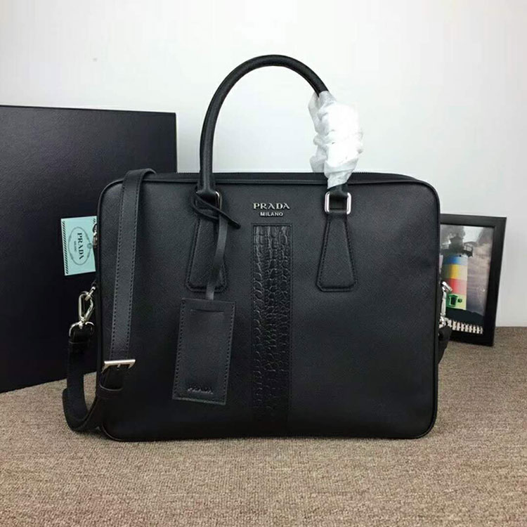 2018 prada Men saffiano leather work bag