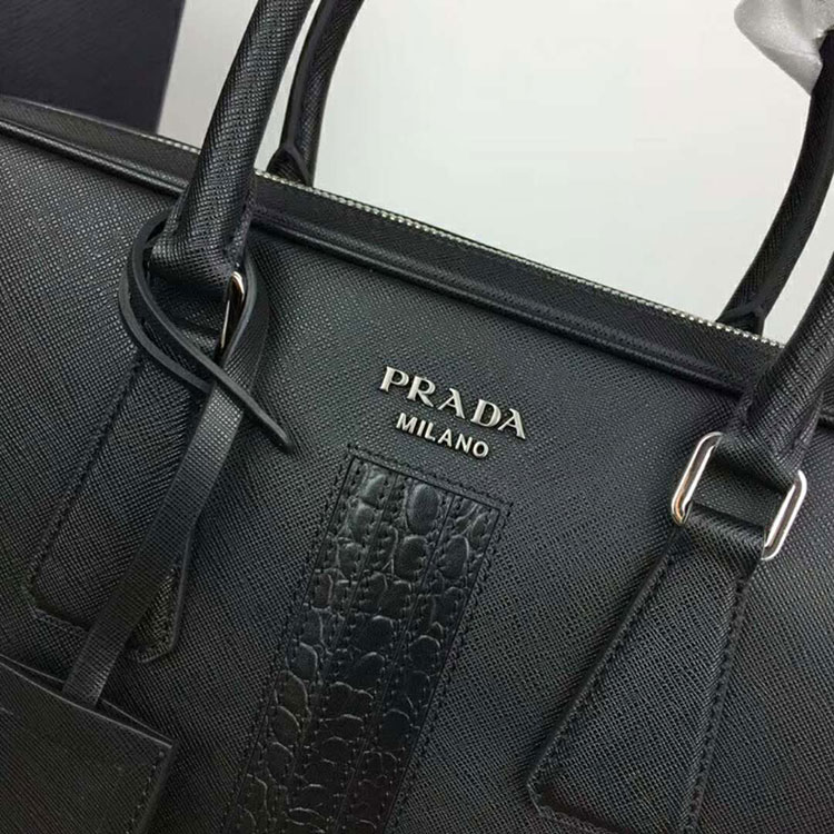 2018 prada Men saffiano leather work bag