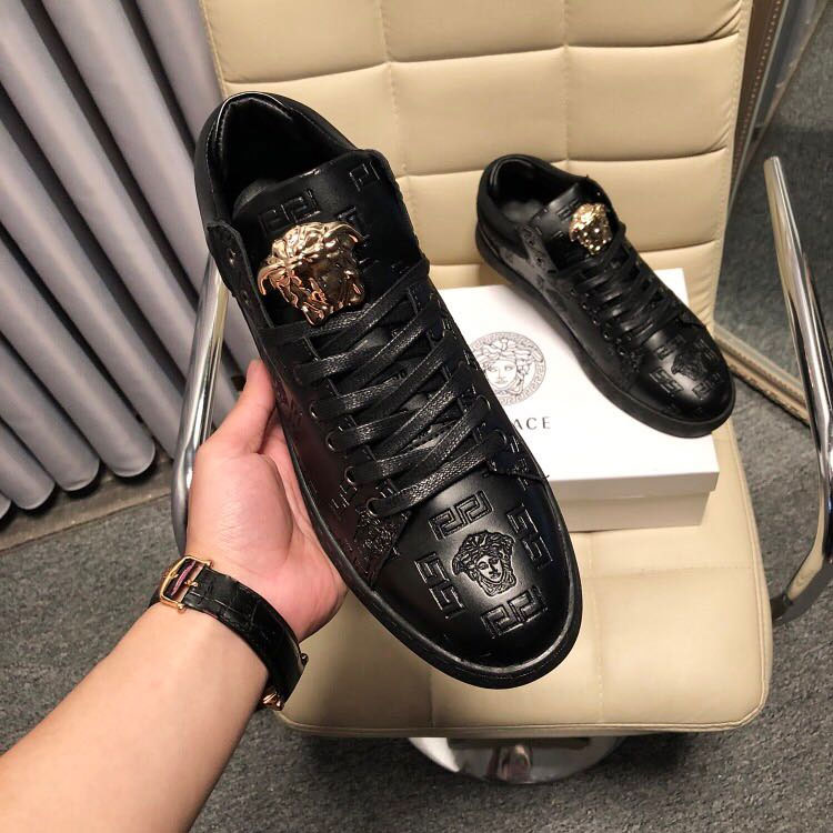 2018 versace men Sneakers shoes in Calfskin leather inside Lambskin leather