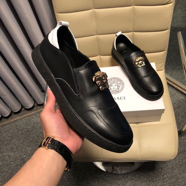 2018 versace men Sneakers shoes in Calfskin leather inside Lambskin leather