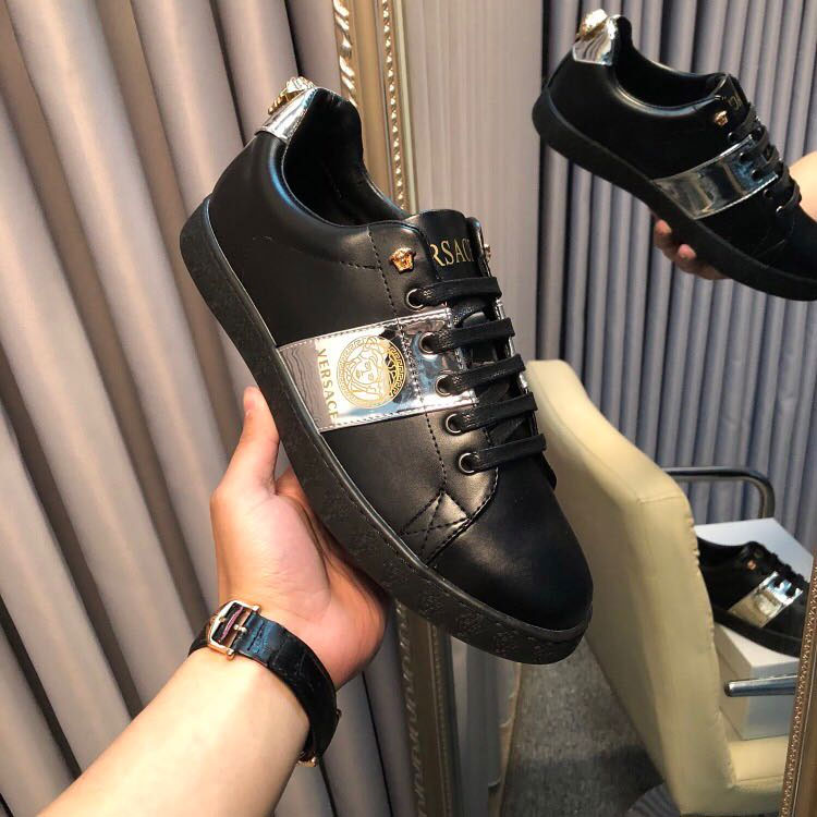 2018 versace men Sneakers shoes in Calfskin leather inside Lambskin leather