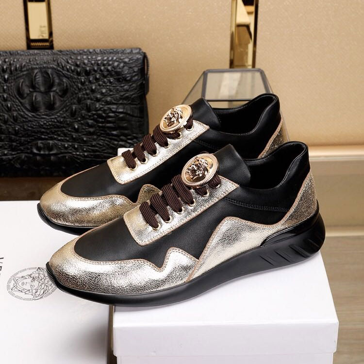 2018 versace men Sneakers shoes in Calfskin leather inside Lambskin leather