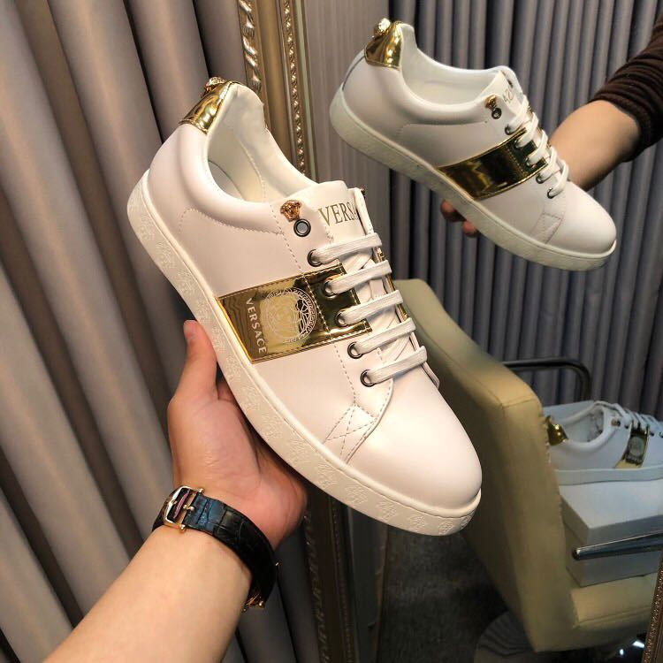 2018 versace men Sneakers shoes in Calfskin leather inside Lambskin leather