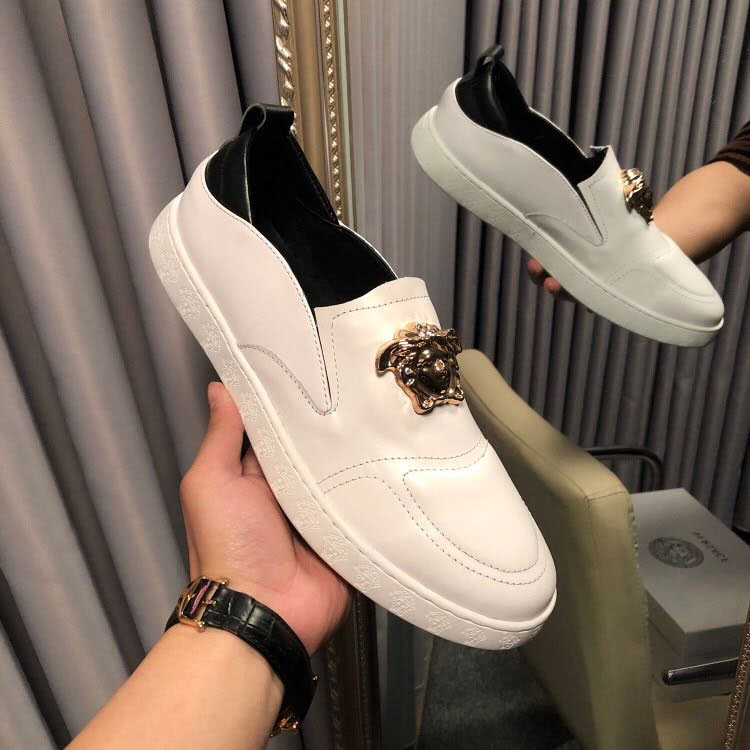 2018 versace men Sneakers shoes in Calfskin leather inside Lambskin leather