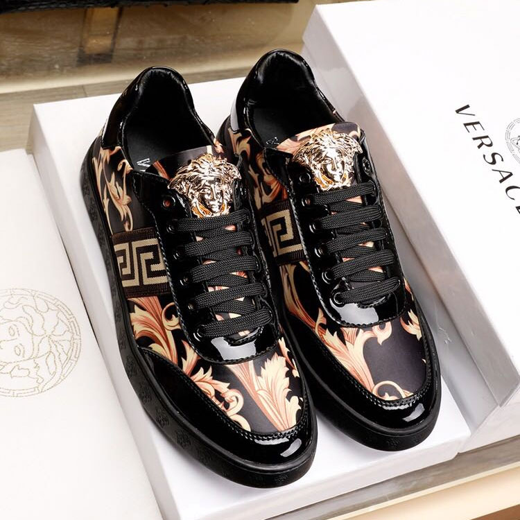 2018 versace men Sneakers shoes in Calfskin leather inside Lambskin leather