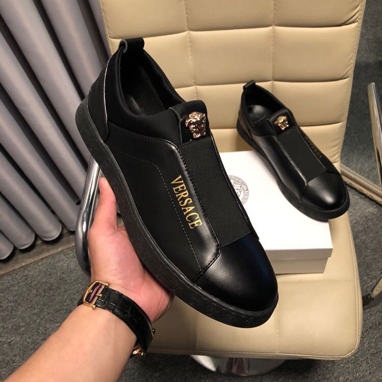 2018 versace men Sneakers shoes in Calfskin leather inside Lambskin leather