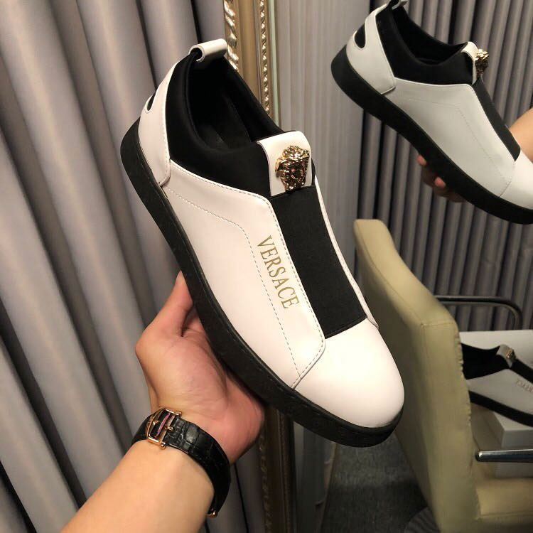 2018 versace men Sneakers shoes in Calfskin leather inside Lambskin leather