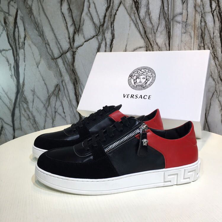 2018 versace men Sneakers shoes in Calfskin leather inside Lambskin leather