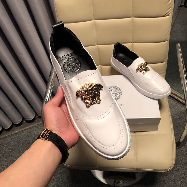 2018 versace men Sneakers shoes in Calfskin leather inside Lambskin leather