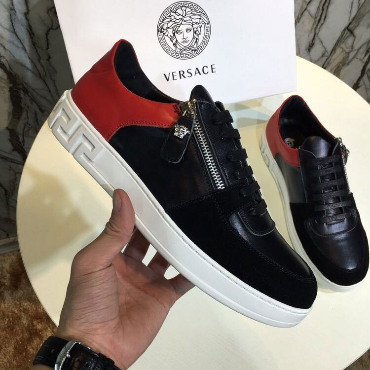 2018 versace men Sneakers shoes in Calfskin leather inside Lambskin leather