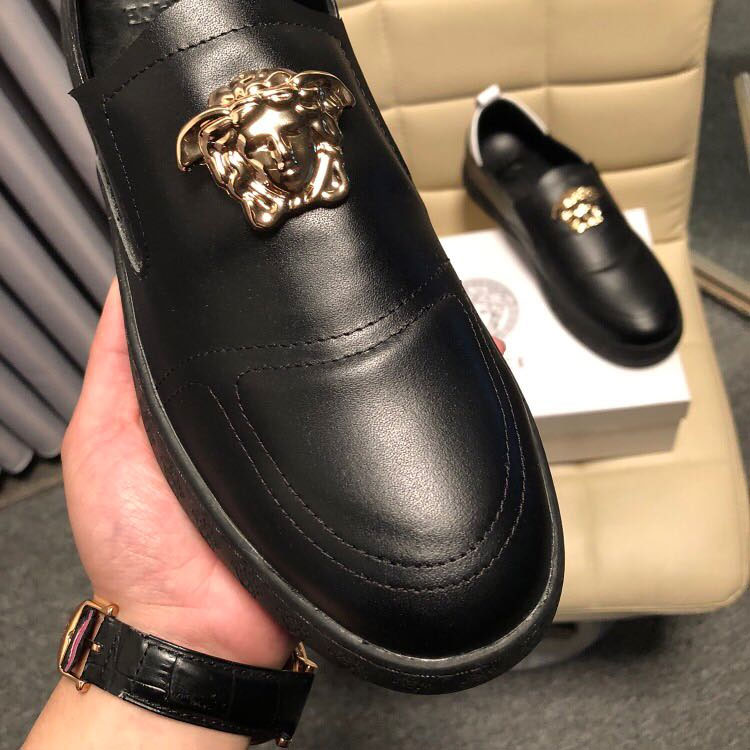 2018 versace men Sneakers shoes in Calfskin leather inside Lambskin leather