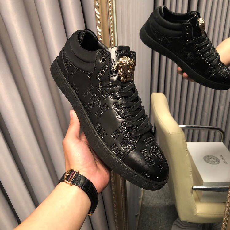 2018 versace men Sneakers shoes in Calfskin leather inside Lambskin leather