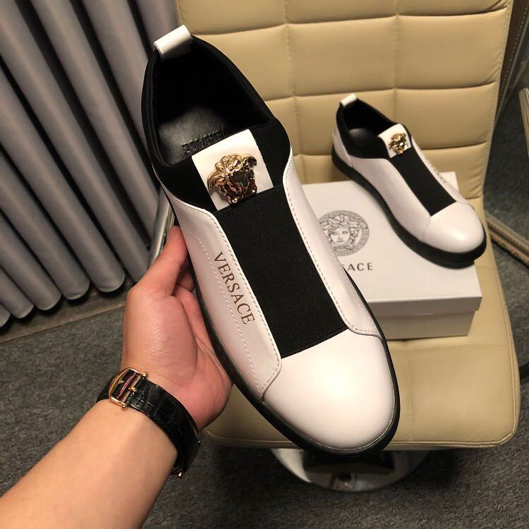 2018 versace men Sneakers shoes in Calfskin leather inside Lambskin leather