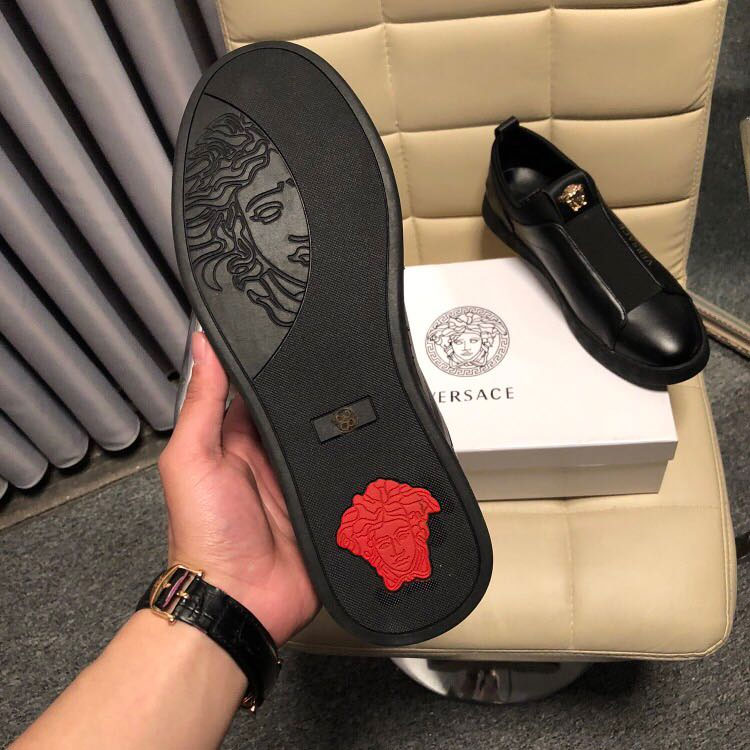 2018 versace men Sneakers shoes in Calfskin leather inside Lambskin leather