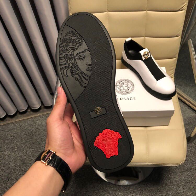 2018 versace men Sneakers shoes in Calfskin leather inside Lambskin leather