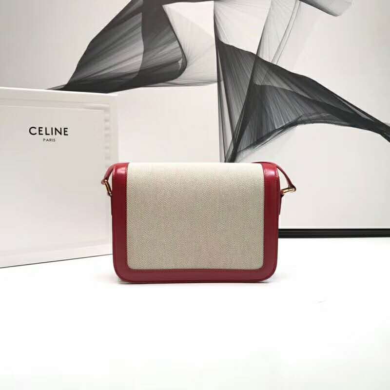 2019 Celine MEDIUM TRIOMPHE BAG IN TEXTILE AND NATURAL CALFSKIN