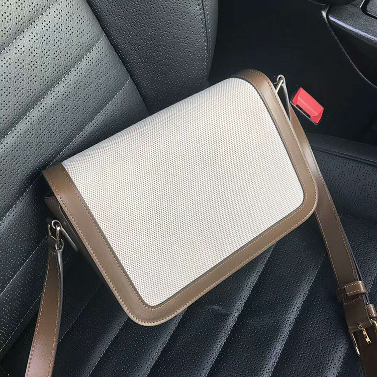 2019 Celine MEDIUM TRIOMPHE BAG IN TEXTILE AND NATURAL CALFSKIN