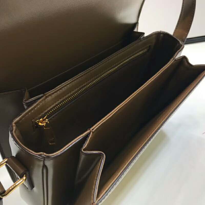 2019 Celine MEDIUM TRIOMPHE BAG IN TEXTILE AND NATURAL CALFSKIN