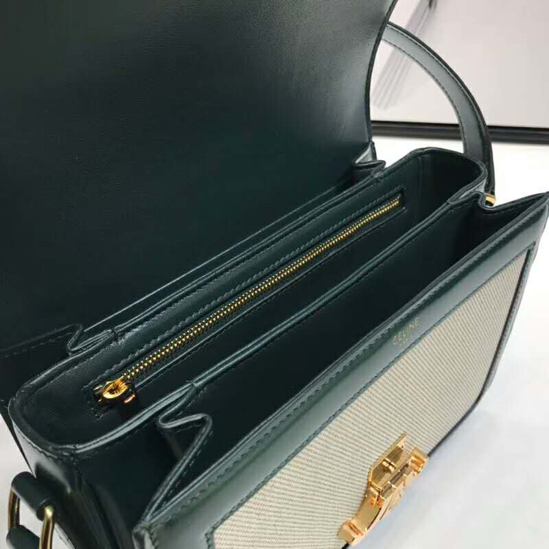 2019 Celine MEDIUM TRIOMPHE BAG IN TEXTILE AND NATURAL CALFSKIN