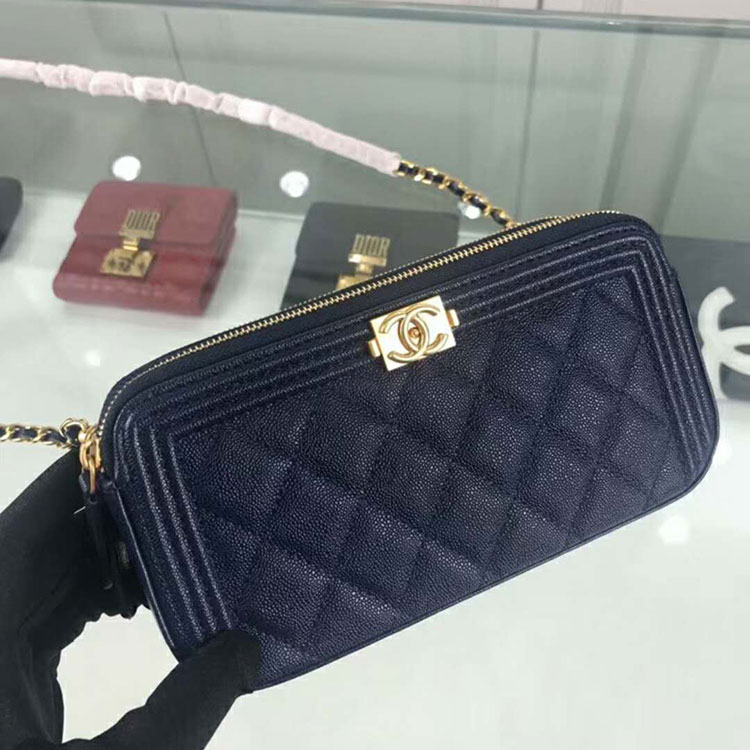 2019 Chanel LE Boy Double zipper Small bag Original Leather