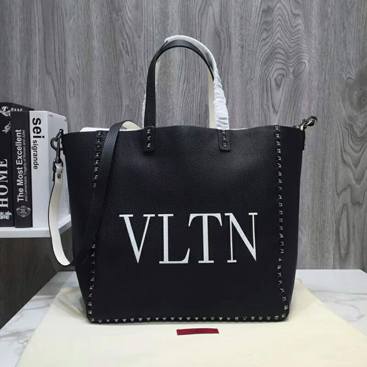 2019 Valentino Garavani Guitar Rockstud Rolling Double reversible tote in calfskin