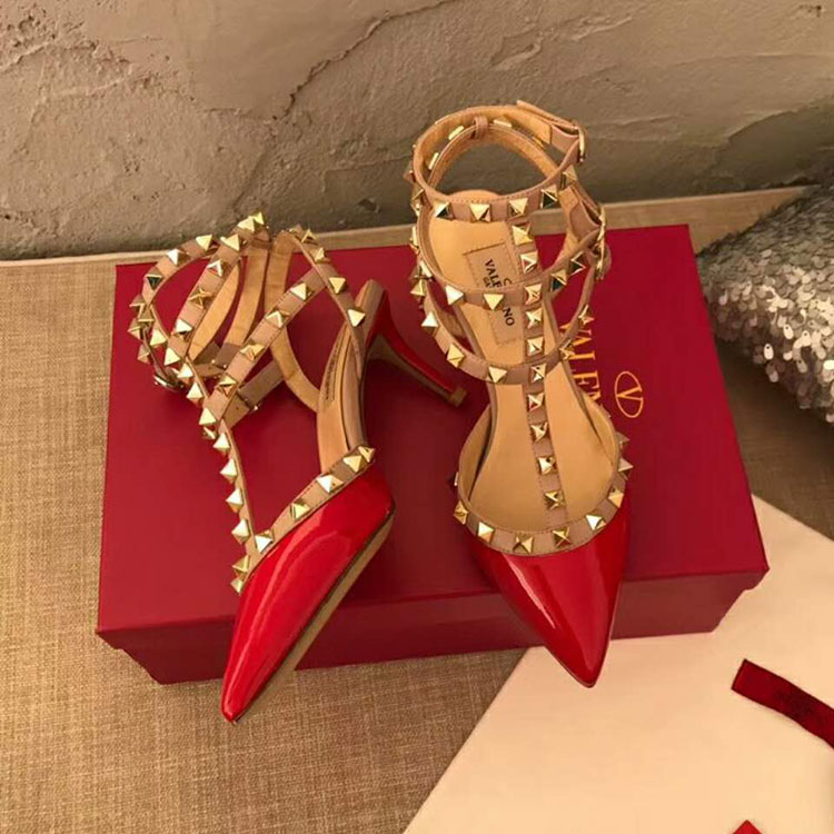 2019 Valentino women shoes with rivet Heel 6.5cm