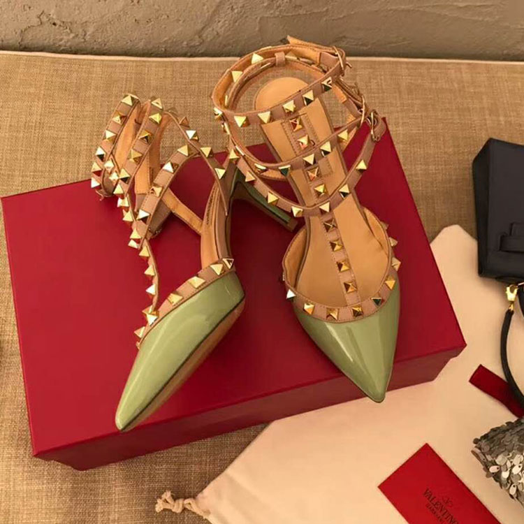 2019 Valentino women shoes with rivet Heel 6.5cm